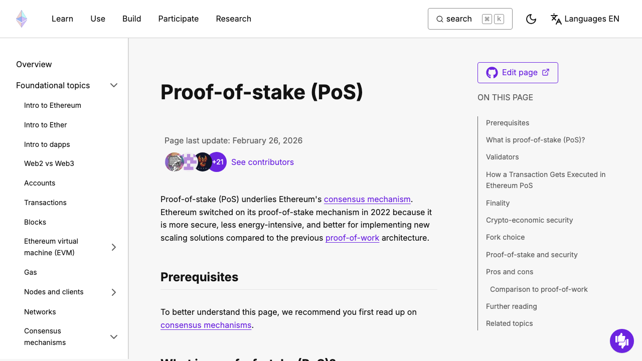 Ethereum proof-of-stake documentation preview